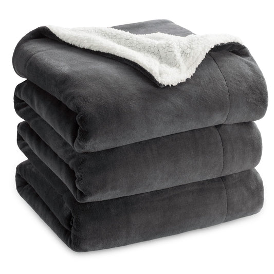 BEDSURE Sherpa Fleece Blanket - Warm Plush Sofa Throw Blanket, Thick Couch Blanket, Fleece Living Room Blanket for Couch, Charcoal Gray, 90x106 inches