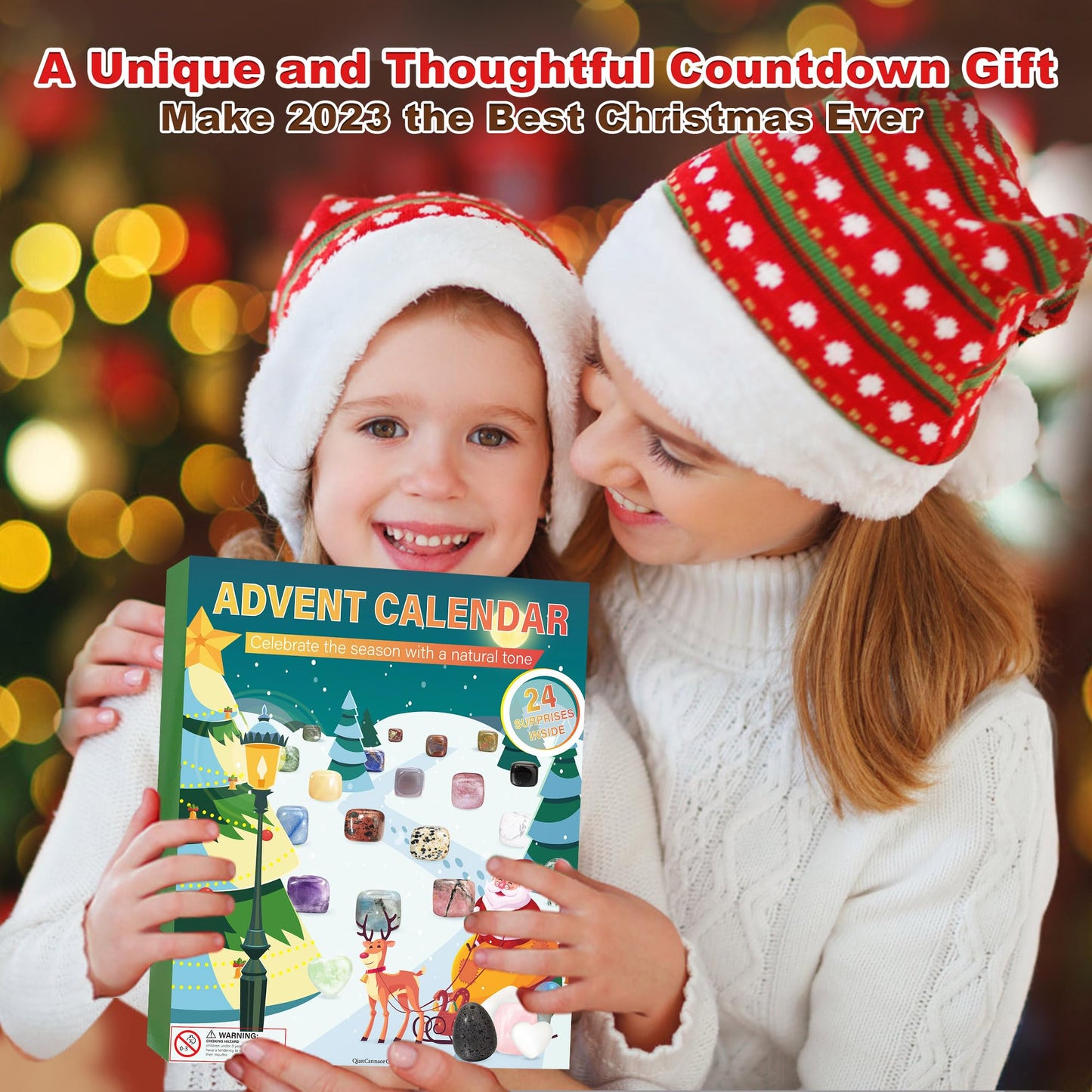 Advent calendar 2024 Children for crystals with 24 day Christmas calendar countdown, Natural minerals and gemstones, Scientific Christmas gifts for boys and girls