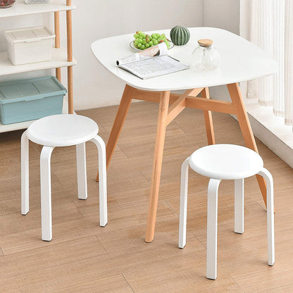 IBUYKE 4-piece dining stool set, wooden stackable chair with non-slip mat, stackable stool for classroom, your kitchen, dining, or home pub area White RF-717-4