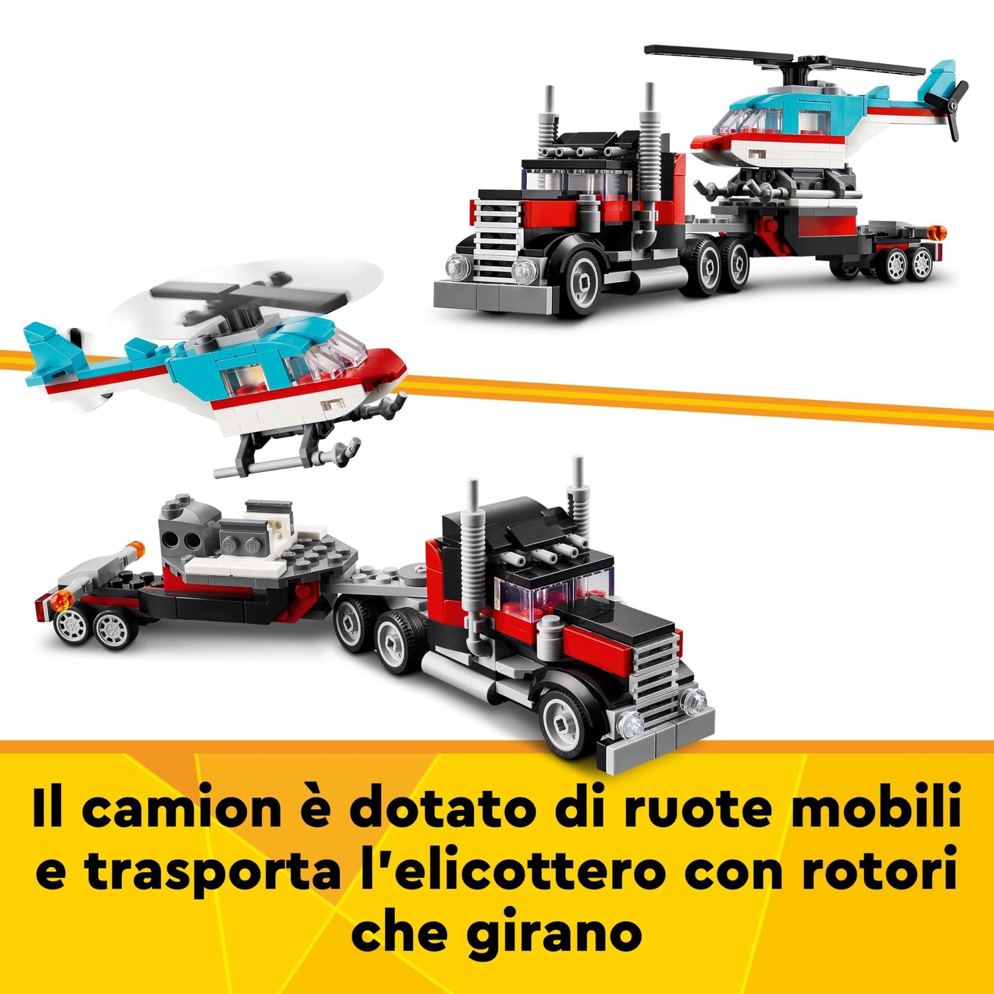 LEGO Creator 3in1 Low Loader with Helicopter & 31058 Creator Dinosaur.