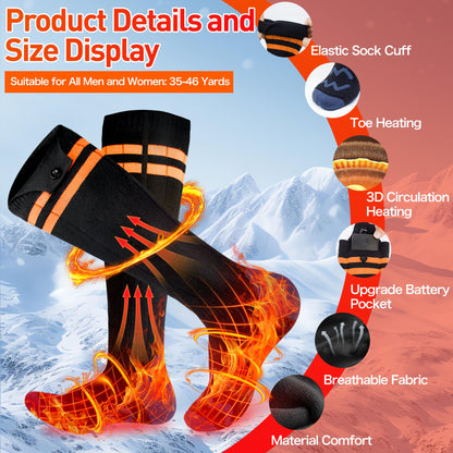 LanBlu Heated Socks for Women with App Control, 5000mAh Heated Socks with Battery, 4 Adjustable Heat Levels Heated Socks for Men, Washable Heated Socks for Skiing Cycling Camping