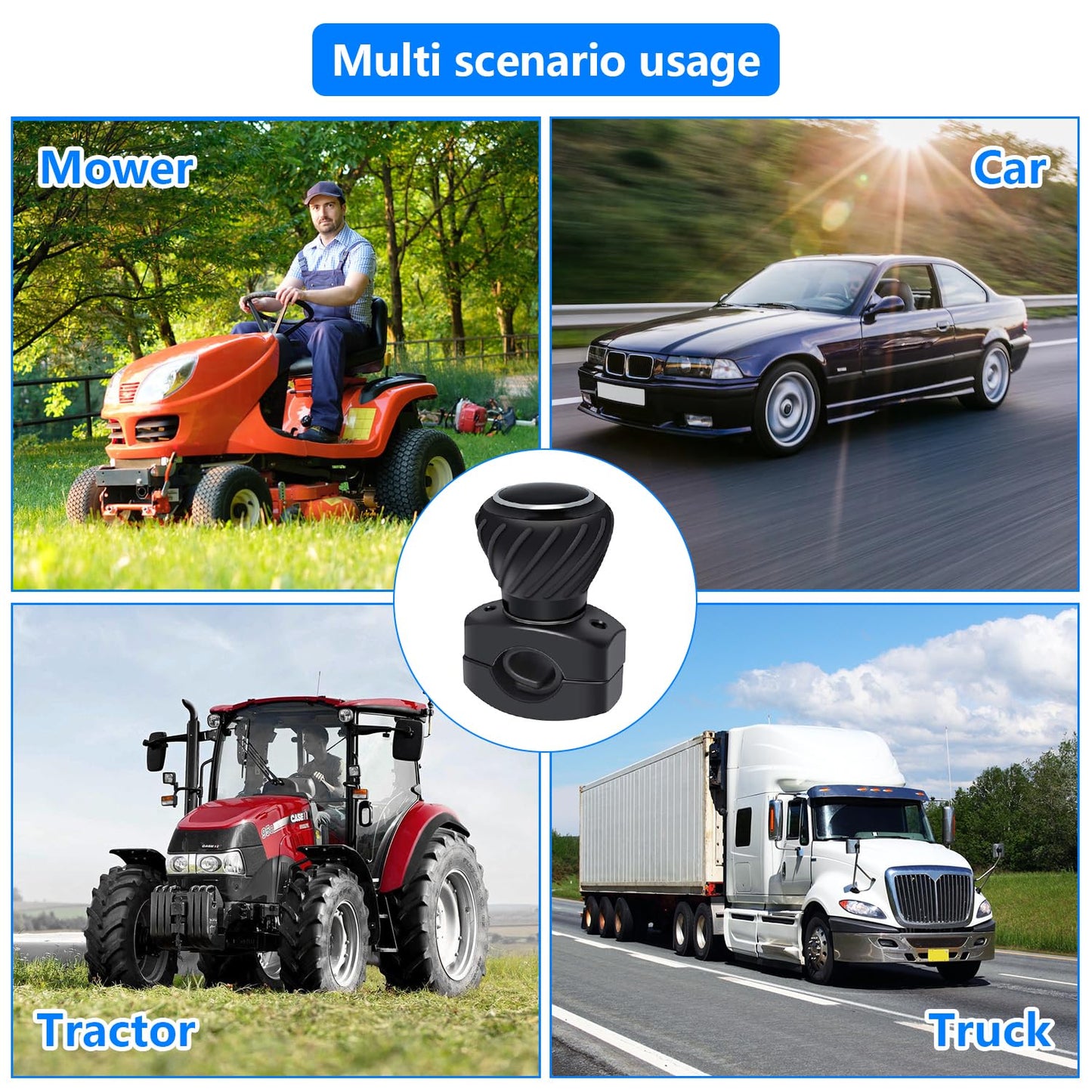 2 Pieces Universal Steering Wheel Knob Spinner, Tractor Steering Wheel Knob, Steering Wheel Spinner Knob, Steering Wheel Spin knob Steering Aid, Universal Steering Wheel Spinner for Automotive, Truck, Tractor, Forklift, etc. (Black-B)