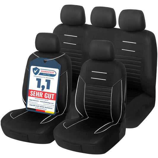 Upgrade4cars car seat covers set universal | Car seat protectors front seats & rear bench | Car seat cover black white | Car interior accessories decor | Gifts for women and men