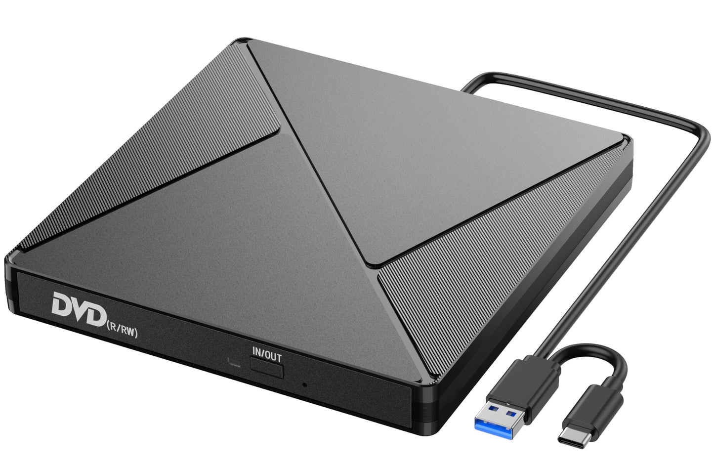Umaniy External CD DVD Drive, USB 3.0 & USB-C CD/DVD Drive, CD DVD +/-RW ROM Burner Optical External DVD Drive for Laptop, PC, Desktop, MacBook, iMac, Windows 11/10/8/7/XP/Linux/MacOS