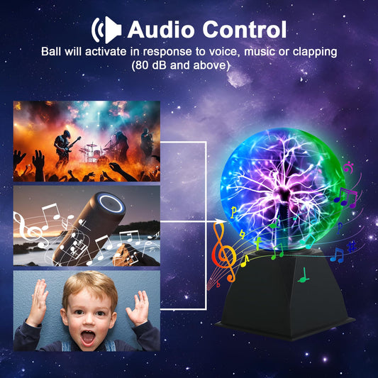 Osairous Magic Plasma Ball, 15CM Plasma Lamp 3-color, 6 inch Plasma Ball Touch and Sound Sensitive for Gift Party Decorations Bedroom Home Gift