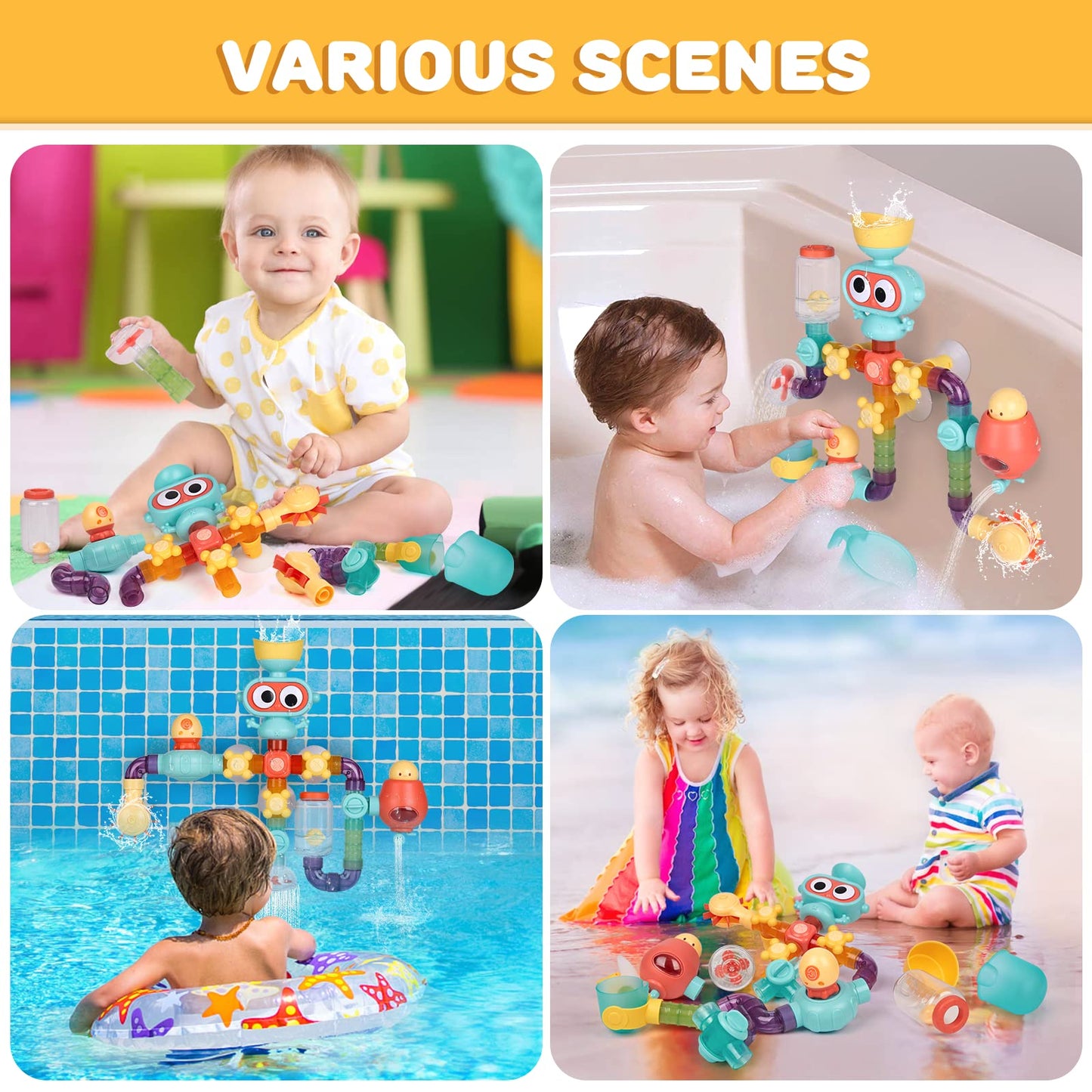 Japace bathtub toys, bath toys for 2 3 4 5 year olds, water toys bathtub toy baby, children's bath fun gift for girls and boys.