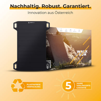 Sunnybag® Leaf MINI 2.0 solar panel [Ultra-lightweight & Compact!] – Solar charger (Waterproof & Durable) – Solar panel with USB for hiking, camping & outdoor activities – perfect for use with power bank (5W power output)