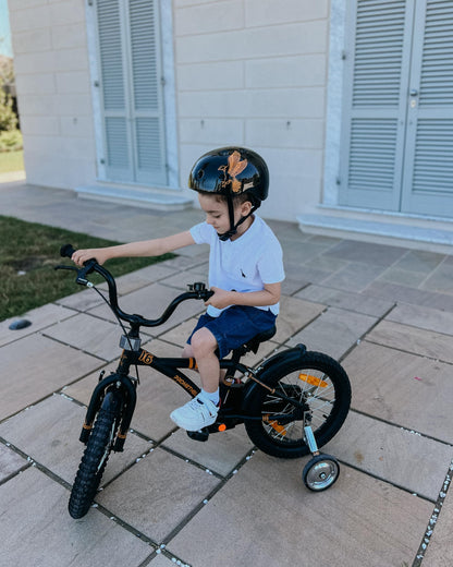 PROMETHEUS BICYCLES kids bicycle 16 inch for ages 5 and up - kids bike girls boys bike children with training wheels coaster brake in matt black orange