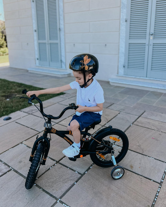 PROMETHEUS BICYCLES kids bicycle 16 inch for ages 5 and up - kids bike girls boys bike children with training wheels coaster brake in matt black orange