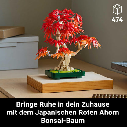 LEGO Botanicals Japanese Red Maple - Bonsai Tree - Artificial plant set with red & orange leaves, plus pot - Home Decor - Gift idea for adults - 10348
