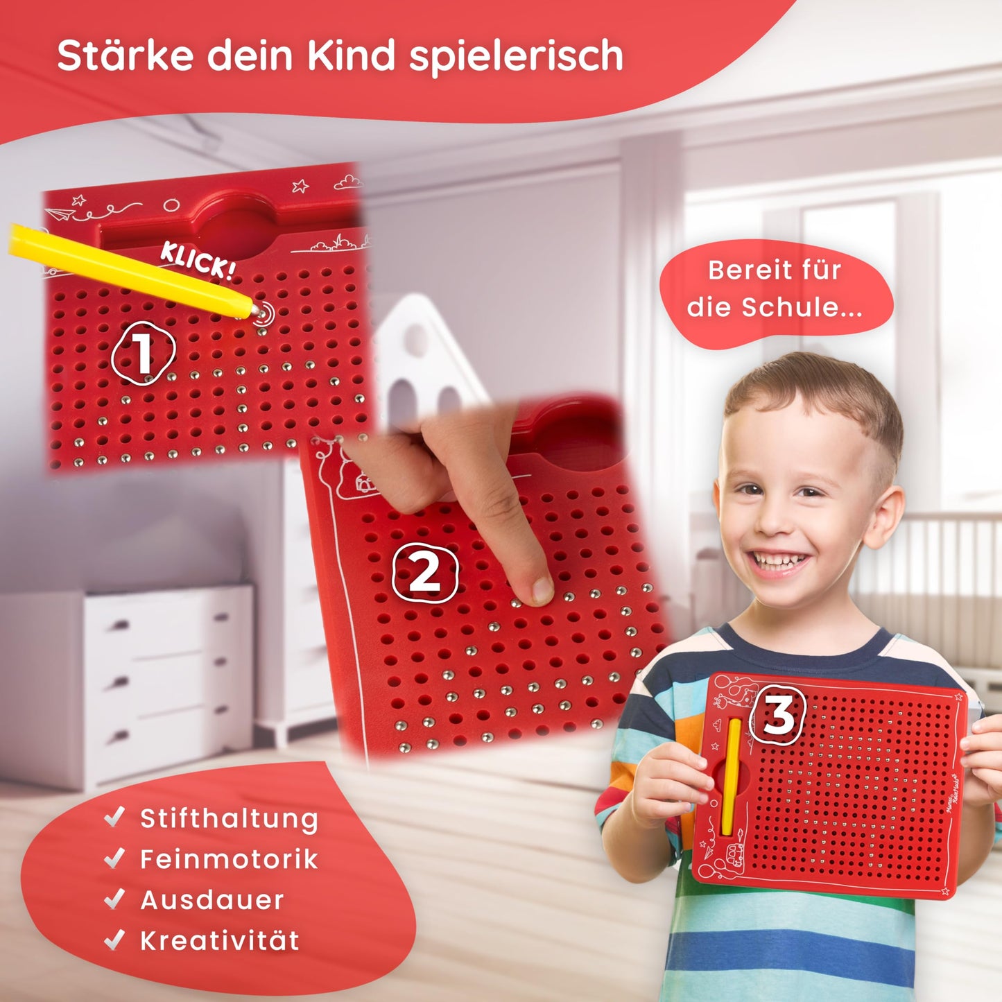 Mom's Travel Hacks Magnetic Game for Kids - Magnetic Drawing Board [Entertainment for Car Rides and Airplanes] Magic Sketchpad Magnetic Game