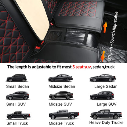 JDWBT Luxury Car Seat Covers Faux Leather Universal, Car Seat Covers Compatible Airbag, Car Seat Covers For Most Sedans, SUVs (Black Red, Full Set)