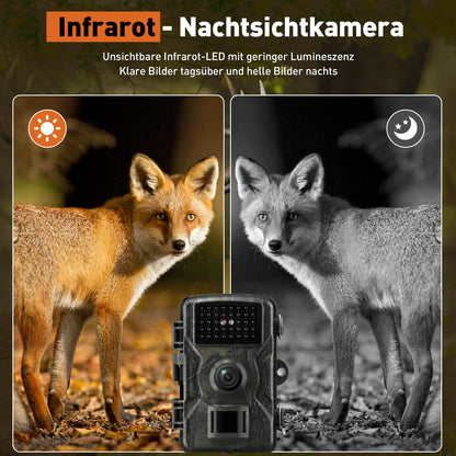 HSSNS Trail Camera, 60MP 4K Video Wildlife Camera, 0.1 Second Triggered IP66 Waterproof Trail Camera with Night Vision and Infrared Function for Animal Monitoring