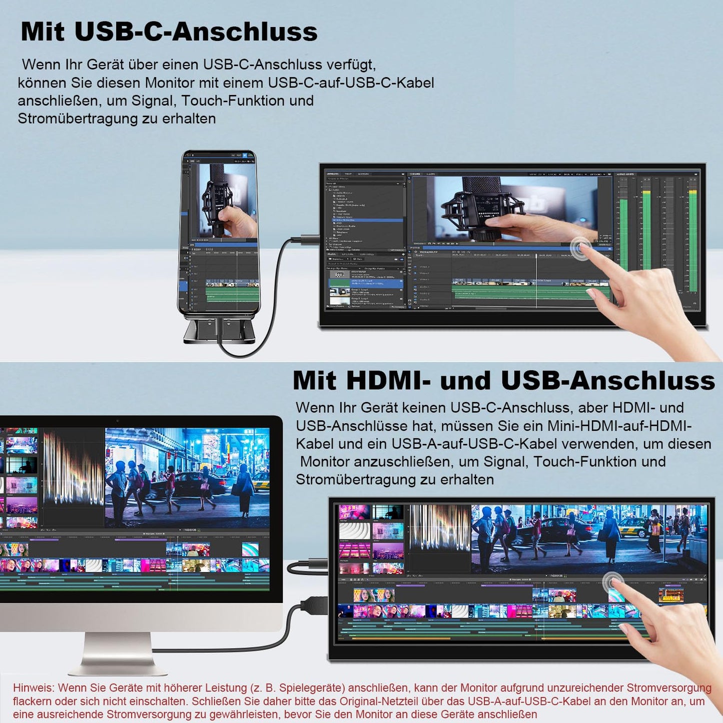 12.3-inch Portable Touchscreen Secondary Monitor, HDMI, USB-C, 1920*720 IPS Stretched Bar LCD Portable Travel Touch Screen for Laptop Computer Aida64 GPU CPU RAM Monitoring