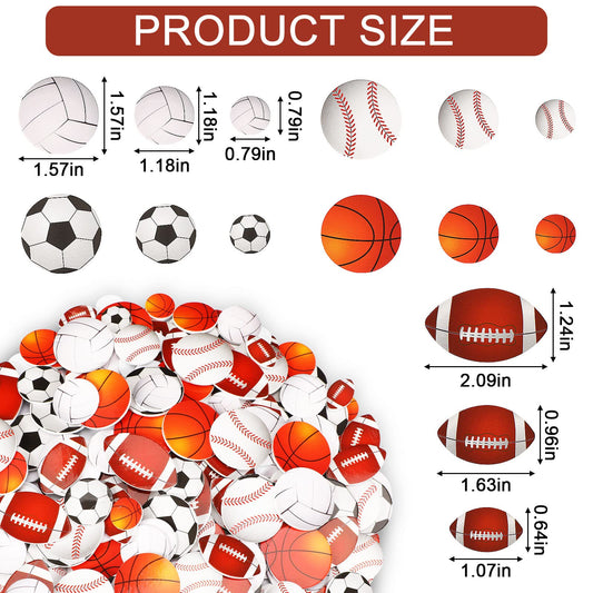 JULBEAR sports stickers made of EVA foam for kids, self-adhesive in multicolor, for art, crafts, decoration, accessories, including basketball, soccer, volleyball, party supplies.