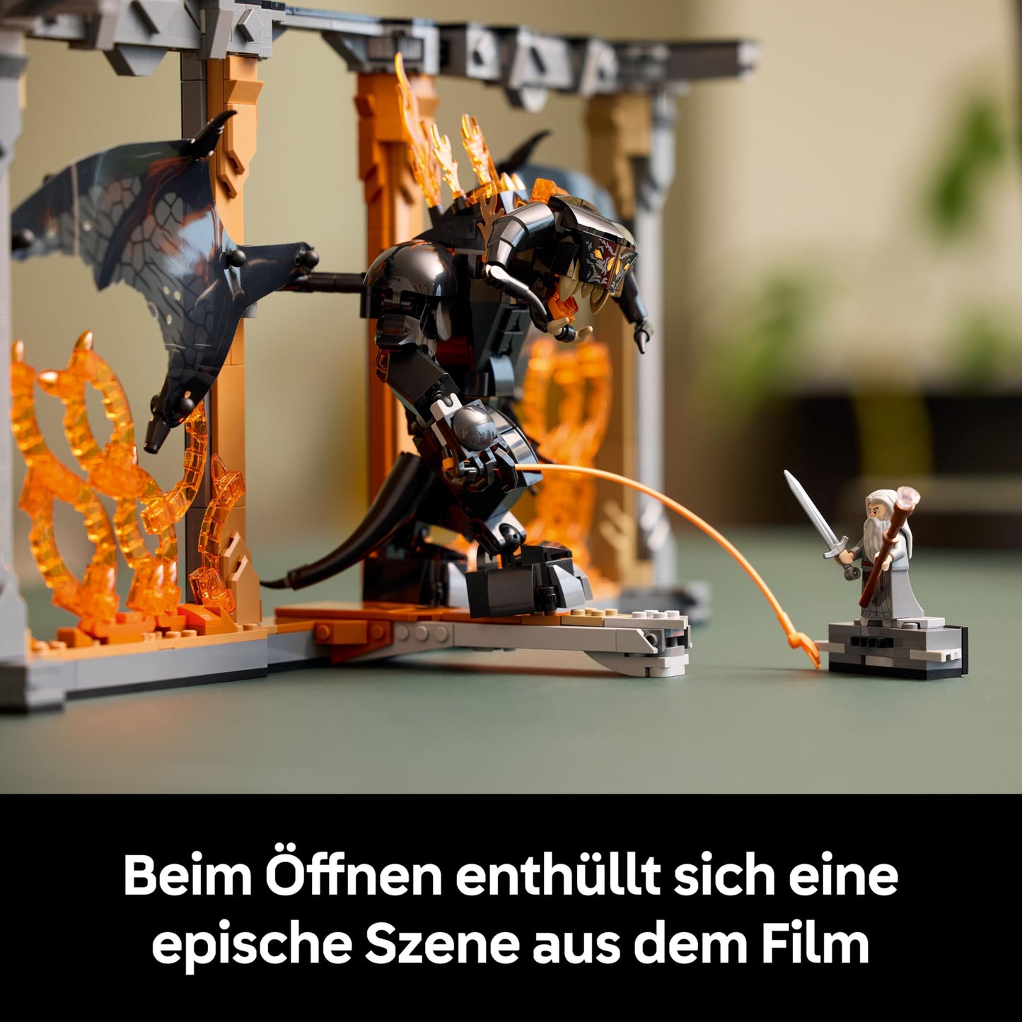 LEGO Icons The Lord of the Rings: Balrog Bookend - Adult collectible display toy featuring Gandalf the Grey minifigure and Balrog figure - Collector's gift item - 10367