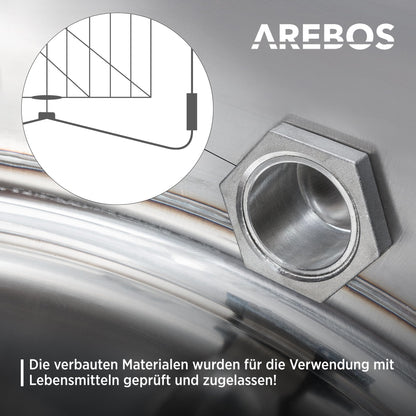 Arebos Premium Manual Honey Extractor | 4 Frame | Tangential Stainless Steel Extractor | Honey Extractor with Lid | Beekeeping and Beekeeper Accessories