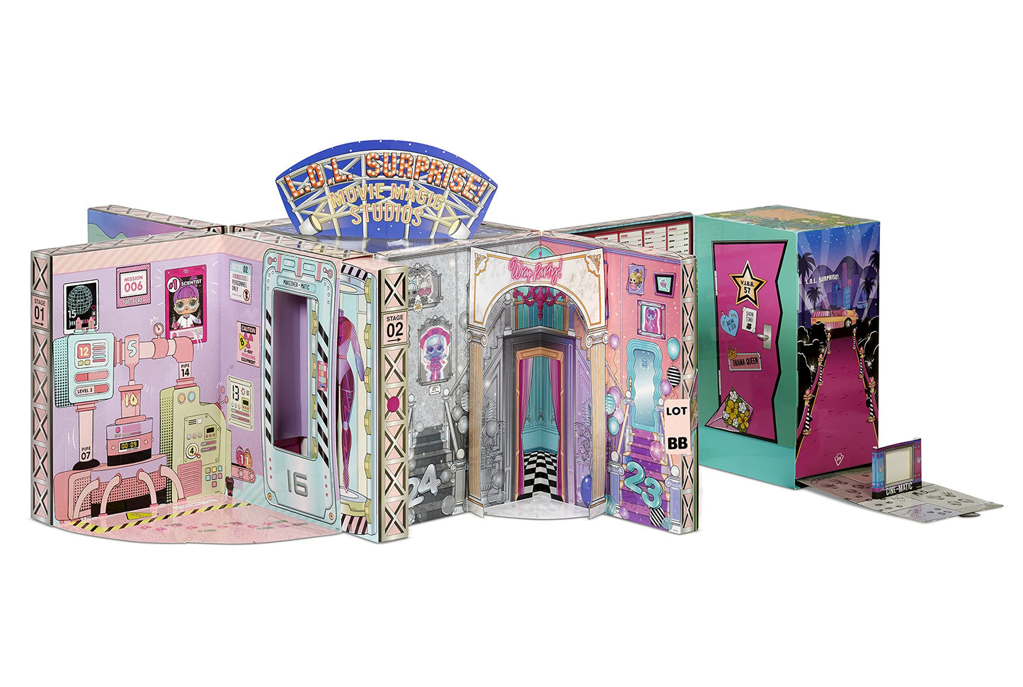L.O.L. Surprise! OMG Movie Magic Studio - Over 70 surprises, 12 dolls, 4 backdrops, accessories, and more - 2-in-1 packaging playset for collecting - Gift for boys and girls ages 4 and up.