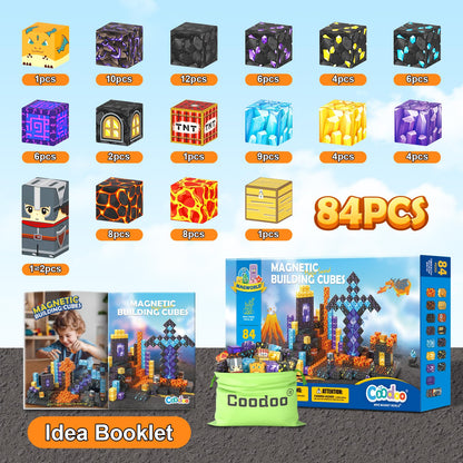Magnetic Building Blocks - Build My Magnetic World Magic Sword Portal Set, Building Toy Magnetic Tiles for Kids 3+, Educational Toy Kids Games Gifts for Boys & Girls 3-5 5-7