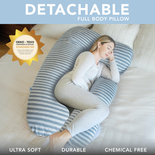 PharMeDoc Pregnancy Pillow - Side Sleeper Pillow, U-Shape Pregnancy Pillow and Nursing Pillow - Support for Back, Hips, Legs, Belly for Pregnant Women, Side Sleeper Pillow with Cover
