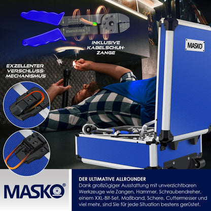 MASKO® 969-piece tool kit toolbox tool chest tool trolley professional 969 parts quality tools - Blue