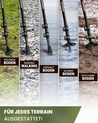 ALPENWERT - Hiking Poles [Carbon & Aluminium] Walking poles for women and men - Telescopic trekking poles with cork grip for hiking, Nordic walking, and ski tours (ultralight carbon)