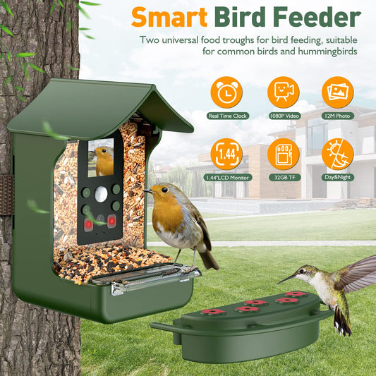 Cozion birdhouse with camera, 1080P HD birdhouse camera, night vision bird feeder, automatic video/photo recording of birds. Bird feeder with camera 32GB.