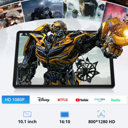 2025 Latest tablet, 10 inches, 12GB RAM+128GB ROM (1TB TF) with case, stylus, keyboard, and mouse, Octa-core, 1280x800 HD, 6000mAh (with NTC), Widevine L1, 8MP+5MP cameras, 2.4G+5G WiFi, GPS (Android 15).