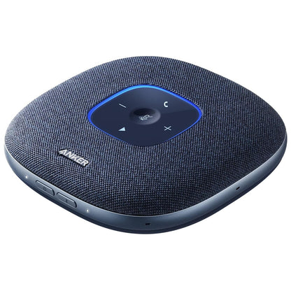 Anchor PowerConf S3 Bluetooth speakerphone features 6 mics, improved voice pickup, 24-hour call time, app control, Bluetooth 5, USB C, and compatibility with popular platforms. Ideal for home offices.