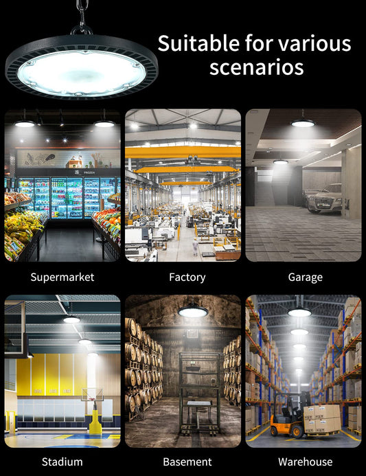 Guidance LED UFO Industrial Lamp, 100W LED High Bay Light Super Bright 10000LM Warehouse Lighting Led, IP65 Waterproof 6000-6500K Cool White LED Workshop Lighting for Garage Factory (1pcs, 100W)