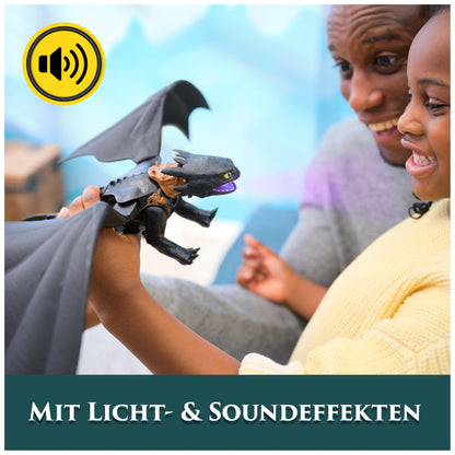 Dreamworks How to Train Your Dragon, Plasma Blast Toothless, 51cm dragon figure with light and sound effects, toy for kids aged 4 and up.