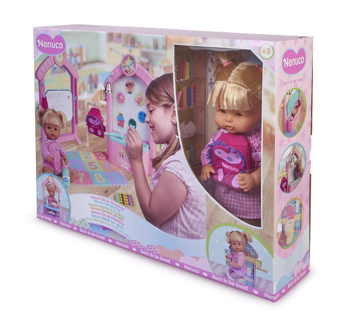 Nenuco Daycare Doll Set includes baby doll and nursery accessories for children ages 3 and up.