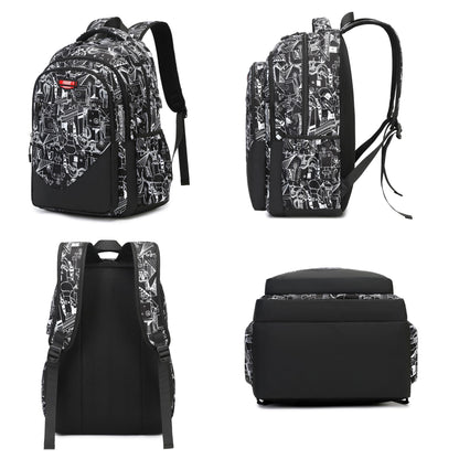 Asge school backpack for boys teenagers, made of nylon. Large school bags for girls, kids backpacks with prints for 8-16 years old. Waterproof school bags for boys.