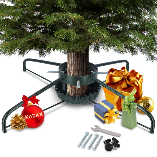 KADAX Steel Christmas Tree Stand, Sturdy Tree Stand with Water Bowl, XXL Tree Stand with Swivel Plate System, Stand for Tree, Various Sizes (Width: 73 cm, Green)