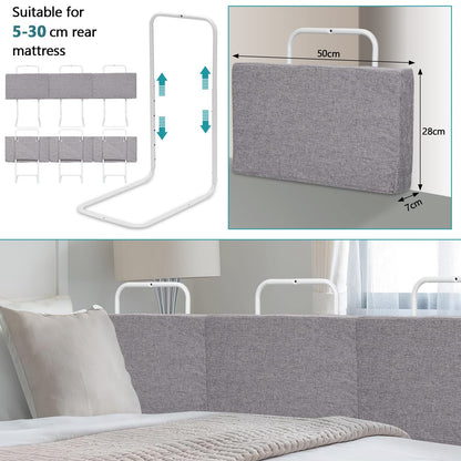 Ikodom bed rail 4x50cm bed guardrail for children 5-hole height adjustable bed guardrail for children, children's bed rail co-sleeping bed for children's bed (200cm, Linen Gray)