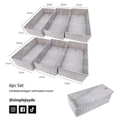 SIMPLE JOY® HEMNES DOUBLE FileFolding Box for IKEA HEMNES 160cm Double Dresser; Certified free of harmful substances, THE ORIGINAL; precise fit; Drawer organization system secure for baby clothing, changing needs; 6-piece set