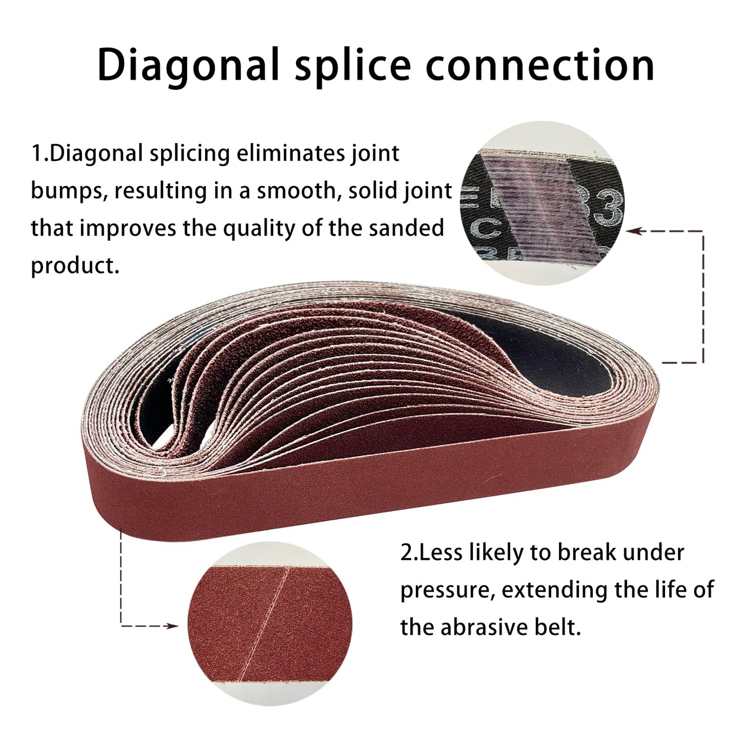 SenmaiTools Sanding Belts 30 x 533 mm, (Grit 40 80 120 150 240) Professional sanding belts for belt sanders, suitable for hardware, wood, metal, and paint (15 pieces)