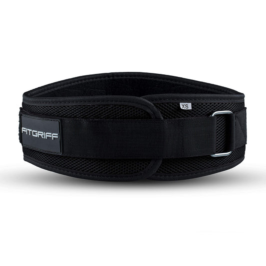 FITGRIFF® Weight Lifting Belt V1 - Fitness belt for bodybuilding, strength training, weightlifting - Training belt for women and men (Black, 81cm - 88cm waist size (Medium))