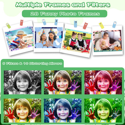 Children's camera, camera for kids, back to school birthday gifts for boys 3 4 5 6 8 7 9 10 11 12 years old, 32GB 1080P HD digital camera, boys' camera, camera dinosaur kids toy.