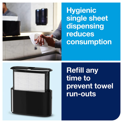 Tork Xpress Tabletop Dispenser for Multifold Paper Towels 552208, Elevation Design - H2 Table Paper Towel Dispenser for single sheet dispensing, compact shape, black