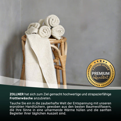 ZOLLNER 4-pack towels - soft and absorbent guest towels - washable up to 95°C - cotton - 50x100 cm in beige.