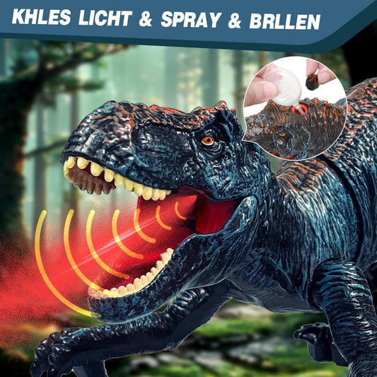 Sunrad Kids Remote Control Dinosaur Toy, Electronic T-Rex Dino Toy with Spray, Light, Roaring, Realistic Walking Movements, Gift for Boys and Girls.