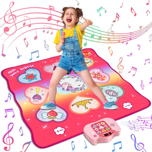 BAZADER Unicorn Dance Mat Toy Gifts for Girls Boys Ages 3 4 5 6 7 8+ Years, Music Mat with 5 Modes & 8 Built-in Songs, LED Display, Christmas Birthday Kids Toy