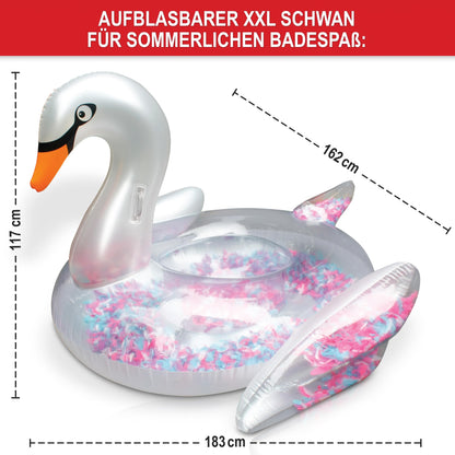 ONBEST inflatable XXXL swimming animal with feathers - 183x162x117 cm - water animal for inflating for adults & kids 14+ - highlight at pool & beach for water fun - bathing air mattress