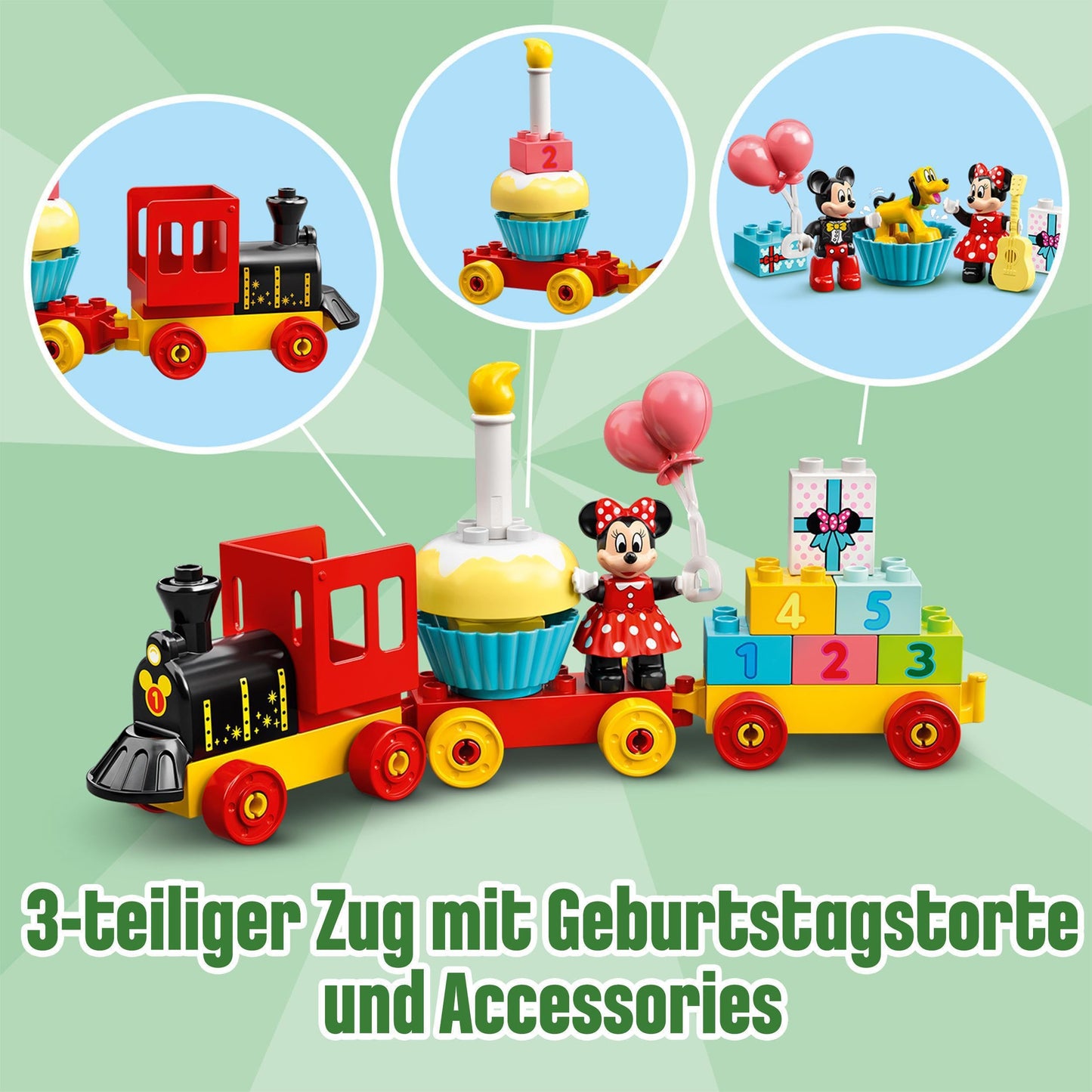 LEGO DUPLO | Disney Mickey and Minnie's Birthday Train - Toy for kids aged 2 and up - Educational toy for toddlers with number blocks & 3 figures - Gift idea for boys & girls - 10941