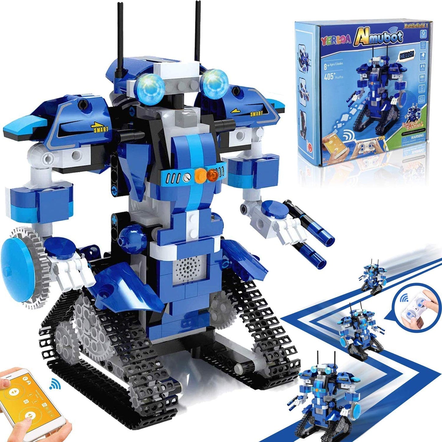 Yerloa Robot Kids Ages 8+, Remote Control Kit Toy, STEM Programmable Building Toy Gift for Boys Girls 6-12 (405 pcs)