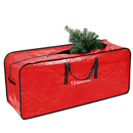 Shareconn Christmas Tree Storage Bag, Waterproof and Tear-Resistant Breathable Storage Bag Christmas Tree Transport Cover Trees Pine Tree Storage Bag - Red