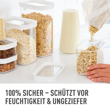 Emsa N11418 Optima Dry Storage Container 1 Liter rectangular upright | 100% secure | hygienic | safe and space-efficient | Fresh seal BPA-free | transparent design (Pack of 3)