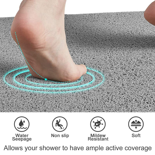 Non-slip shower mat, 80 x 80 cm Soft Comfort bathtub mat with drainage holes, Anti-mold, Quick drying, washable PVC shower mats, for wet areas, safe for children and elderly.