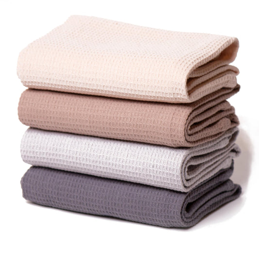 Happy Home kitchen towels made of cotton in 45x65cm | Set of 4 kitchen towels with waffle structure | Available in four colors | Tea Towels | Waffle pique kitchen towel & drying towels